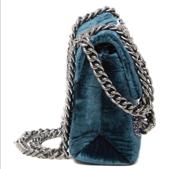 Kurt Geiger London Mini Kensington Embellished Velvet Crossbody Bag - Picture 7 of 8